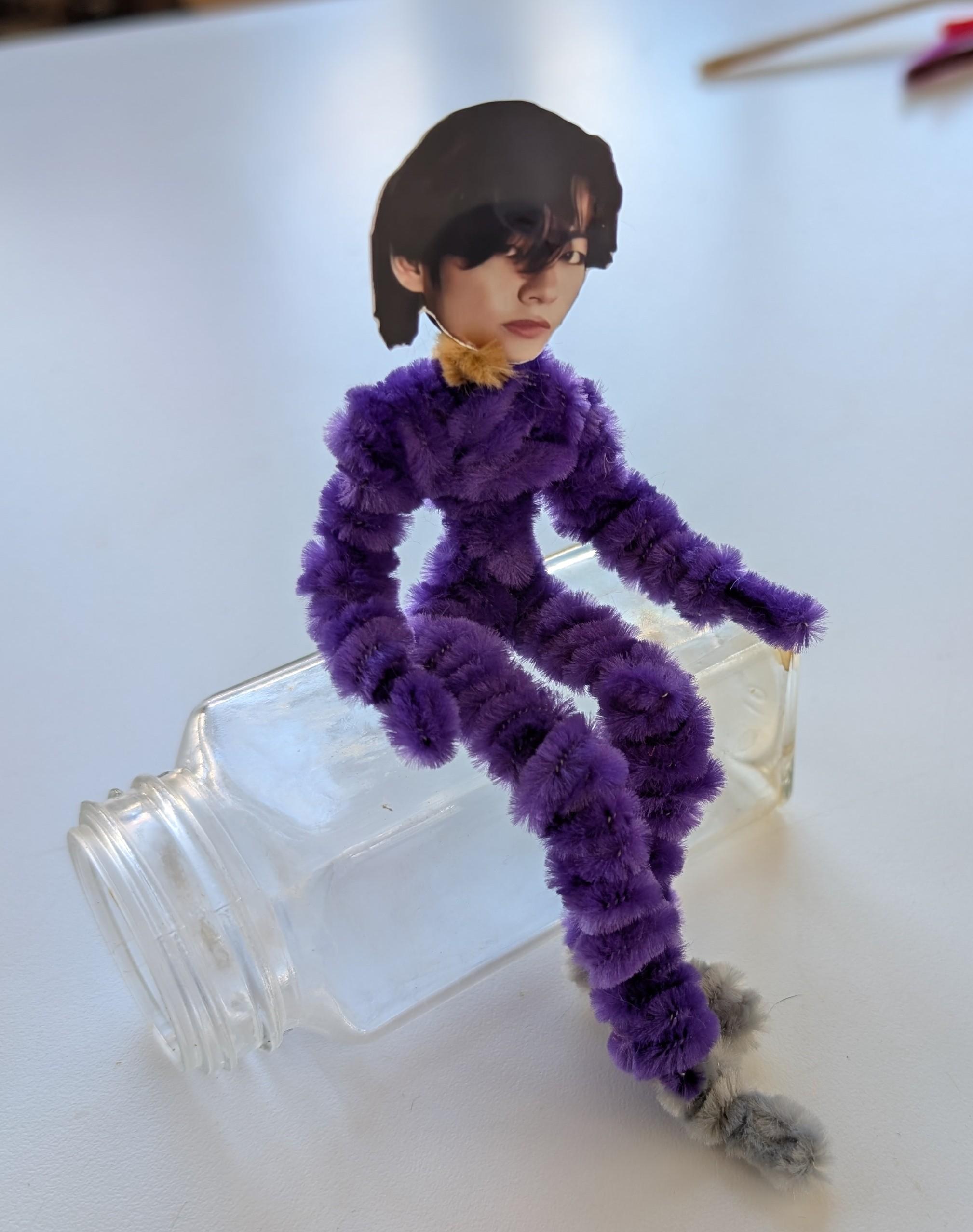 pipe-cleaner figure inspired by moment in the limo when V said he's "a little shy"