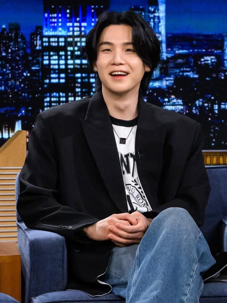 Yoongi at the Tonight show with Jimmy Fallon