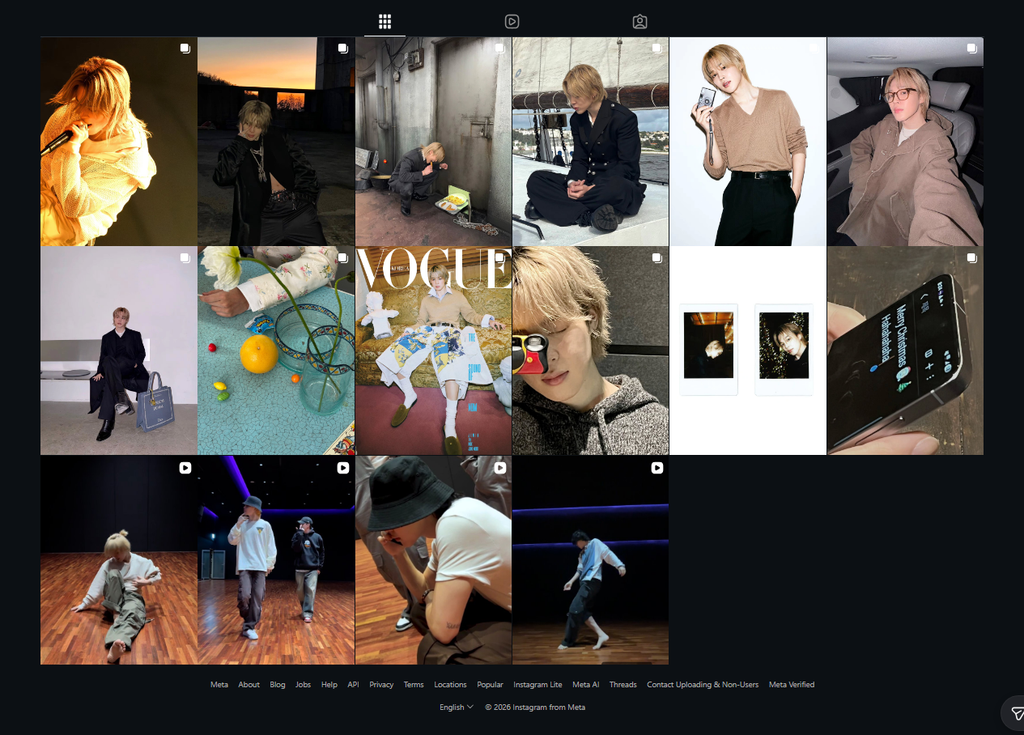 Jimin's restored Insta Feed